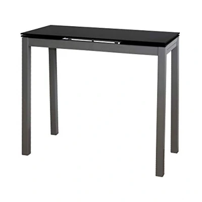 Imagen de MOMMA HOME Mesa de Cocina Extensible Modelo Novi Color Negro/Plata Material Cristal Templado/Metal Medidas 85/135 x 40 76 cm
