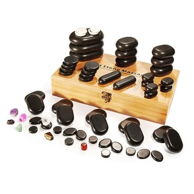 Imagen de Master Massage Hot Stone Piedras de masaje (60 unidades, en caja decorativa bambú)