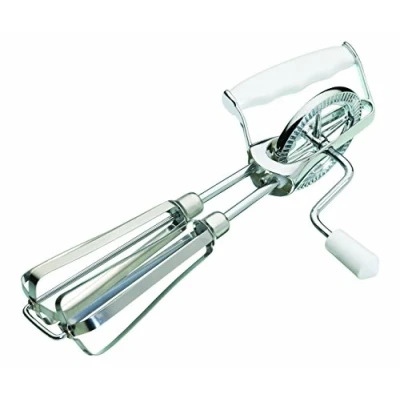 Imagen de KitchenCraft batidora de mano giratoria, manual acero inoxidable, mango plástico, plata / blanco, 6,5 x 13 27,5 cm