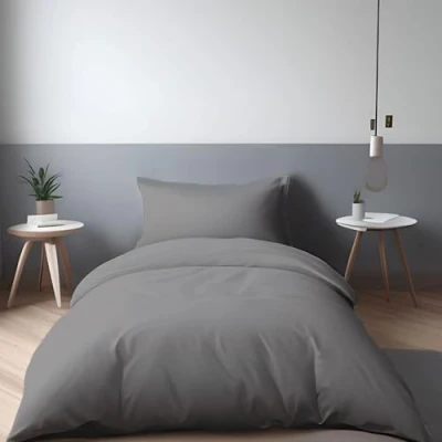 Imagen de LivinEase Funda Nordica Cama 90 Microfibra Juego de Edredon 135x200 cm y 1 Almohada 80x80 nórdica Gris