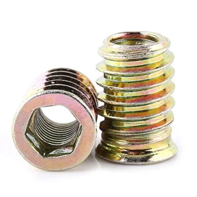 Imagen de 20 Piezas M8 Tuercas de Rosca Hexagonal Acero Al Carbono Cincado Insertables Roscadas para Muebles Madera (M8*20mm)