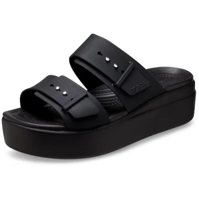 Imagen de Crocs Brooklyn Buckle Low Wedge Obstrucción para Mujer, Black, 38/39 EU