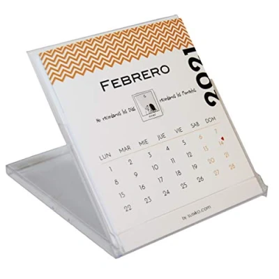 Imagen de Susiko, Calendario de Mesa en Caja Metacrilato, Optimista, para un Año Lleno Esperanza, con Mensaje Alegre y Distinto cada Mes, Mes vista, Tamaño 14 x 12,5 cms