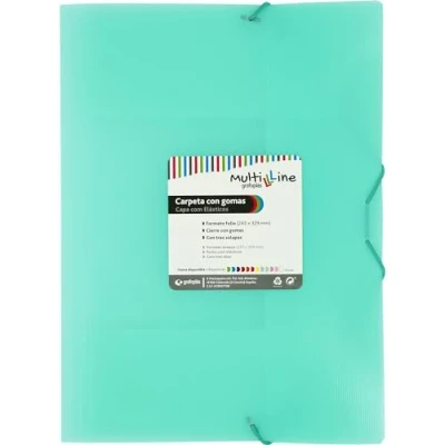 Imagen de Grafoplás Pack 6 Carpetas Plastico Tamaño Folio Verde Mint Pastel Tres Solapas Polipropileno Rayado Vertical Cierre Gomas Elásticas Multiline Perfecta para Escolares y Profesionales