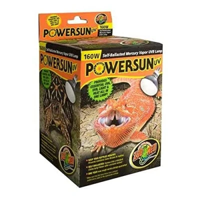 Imagen de Zoo Med Powersun Lámpara Calefactora para Reptiles, Iguanas, Dragones Barbudos, Casquillo E27, Rayos UVA y UVB, 1680 Lúmenes, 160 W