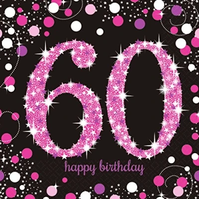Imagen de Pink Sparkling Celebration 60th Luncheon Napkins 33cm /16