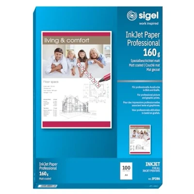 Imagen de Sigel InkJet Papel mate profesional (160 g, A4, para impresora de inyección), color blanco, 100 unidades