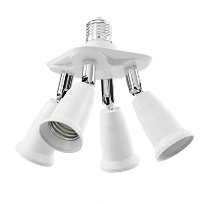 Imagen de ledscom.de Base E27, adaptador divisor de 4 vías, blanco, portalámparas, distribuidor, múltiple, casquillo, divisor, 3en1,