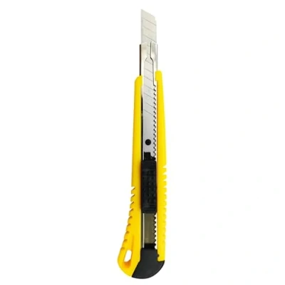 Imagen de RAYLU PAPER Cúter profesional retráctil con mango antideslizante y cuchilla de 9mm, Cutter universal resistente guía acero inoxidable bloqueo hoja para trabajos en almacén (Modelo 110)