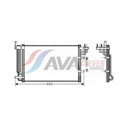Imagen de PRASCO KA5093D Condensador con secador 12,8 8,5 Aluminio 580 KIA: Cerato Berlina