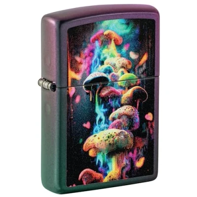 Imagen de Zippo Windproof Lighter Mushrooms Design Iridescent Refillable for Lifetime Use Gift Box Metal Construction Made in USA