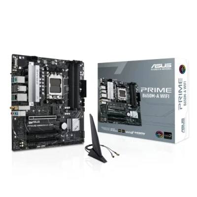 Imagen de ASUS Prime B650M A WiFi Placa Base AMD B650 Micro ATX (DDR5, PCIe 5.0 M.2, 2.5Gb Ethernet, Wi Fi 6, DisplayPort, HDMI, SATA 6 Gbps, USB 3.2 Gen 1 de Tipo C Frontal, BIOS Flashback, Aura Sync)