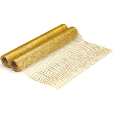 Imagen de com four® Cinta de Mesa 2X para decoración Navidad y Bodas Camino Dorado con Diferentes Patrones [la selección