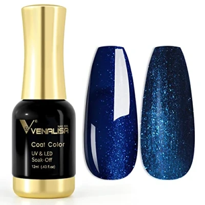 Imagen de VENALISA Esmaltes Semipermanentes de Uñas en Gel UV LED Azul perlado profundo 12ml Nail Polish