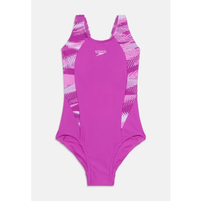 Imagen de Speedo HyperBoom Splice Muscleback Swimsuit Swim Training Chlorine Resistant Quick Drying Stretch Fabric Comfort Fit 1 Piece Traje de baño para Niñas, Diva, 13 années 14