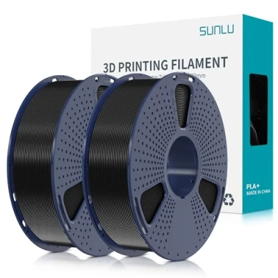 Imagen de SUNLU Filamento PLA+ 1.75 mm 2KG, para impresora 3d PLA Plus，Mejora de la resistencia,Neatly Wound, impresión PLA+, Precisión dimensional +/ 0.02mm, Negro+Negro