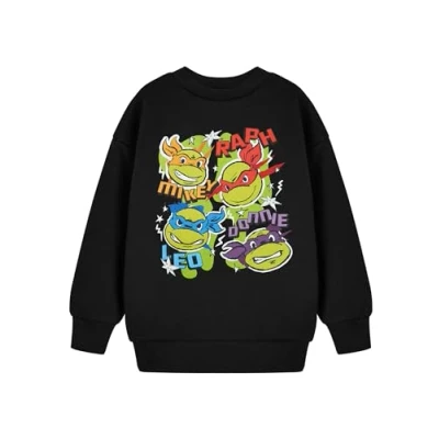 Imagen de Teenage Mutant Ninja Turtles Sudadera con Capucha Negra para Niños Gráfica de Tortugas TMNT Ropa Infantil Suéter Leonardo, Donatello, Michelangelo y Raphael