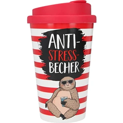 Imagen de Depesche To Go de plástico con refrán, 350 ml, Reutilizable, Taza antiestrés Motivo Perezoso, Multicolor (10271601)