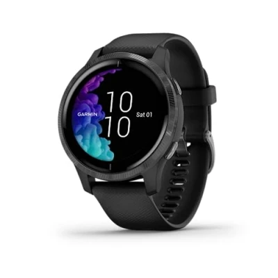 Imagen de Garmin Venu, Smartwatch GPS con pantalla táctil brillante, funciones de música, control la energía corporal, entrenamientos animados, pulsioximetría, Negro