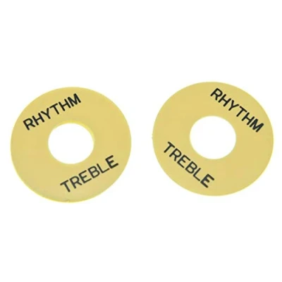 Imagen de 2 piezas para interruptor De palanca la guitarra, placa arandela ritmo agudo Les Paul, color crema con negro. Kaish.