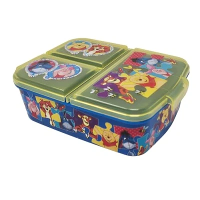 Imagen de Theonoi Fiambrera infantil de plástico, sin BPA, con división (Winnie the Bear)