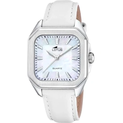 Imagen de LOTUS Reloj Mujer 18968/2 Square Series Caja de Acero Inoxidable 316l Plateado Correa Piel Blanco