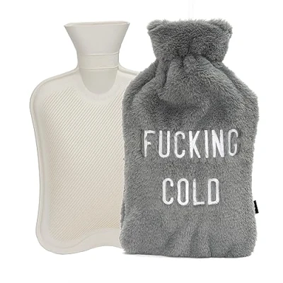 Imagen de Fisura Bolsa de agua caliente original. 2 L. calor con funda suave. para alivio del dolor. Lavable. (F*cking cold, gris)