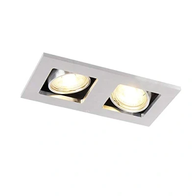 Imagen de Qazqa Moderno Foco empotrado Rectangular aluminio orientable 2 luces QURE Adecuado para LED Max. x 50 Watt