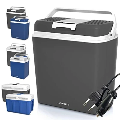 Imagen de Jago® Nevera Portátil Rígida, con Asa, 20/25/40 L, 12/220 V, Color a Elegir: Azul/Antracita Mini Eléctrica para Alimentos y Bebidas, Playa, Coche, Picnic, Camping