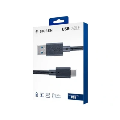 Imagen de Cable Nacon PS5USBCCABLE3M, Para PS5, 3 metros, De carga trenzado, USB C, Negro