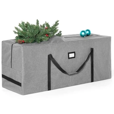 Imagen de JOIEDOMI 9ft/274.32cm Bolsa Arbol Navidad, Para árbol de Navidad Artificial Desmontado, Resistente 600D Oxford Bolsas árbol, Almacenamiento Impermeable (Gris)