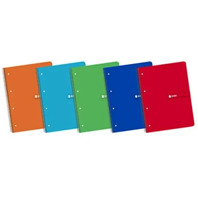 Imagen de Enri 400058201 Pack de 5 cuadernos espiral, tapa blanda, A4+, 24 x 32 cm, multicolor