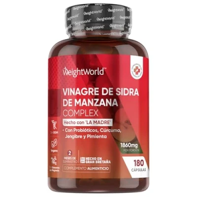 Imagen de Vinagre de Sidra Manzana Con la Madre 1860mg Potencia 180 Cápsulas Veganas Probióticos, Cúrcuma, Jengibre y Pimienta Cayena, Suplemento Dietético Natural Para 2 Meses