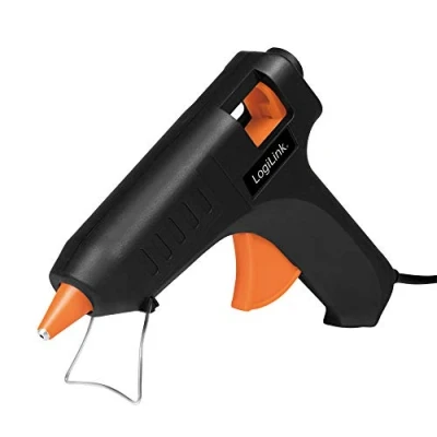 Imagen de LogiLink WZ0051 Mini pistola de pegamento caliente 20 W ideal para bricolaje (hazlo tú mismo) trabajo con soporte Color: negro 2 cartuchos diámetro 11,2 mm