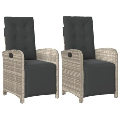 Imagen de vidaXL Sillón reclinable jardín y reposapiés 2 uds ratán PE Gris Claro
