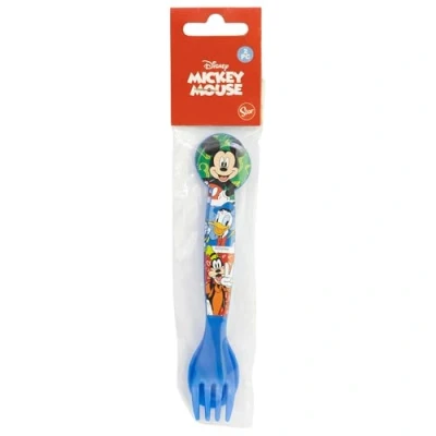 Imagen de Set de 2 cubiertos infantiles reutilizables plástico compuesto tenedor y cuchara Mickey