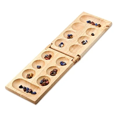 Imagen de Cayro Mancala + 8 Años Modelo Plegable de Madera Juego Mesa para Niños y Adultos Consigue el Mayor Número Piedras 2 Jugadores