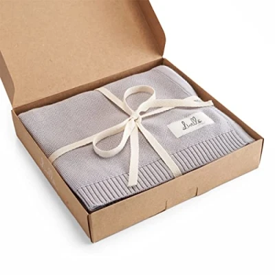 Imagen de Livella Manta para bebés 100% algodón orgánico, de Punto Primera Calidad, Suave y Transpirable, Ideal la Delicada Piel del bebé, con certificación Oeko Tex 100 Gots