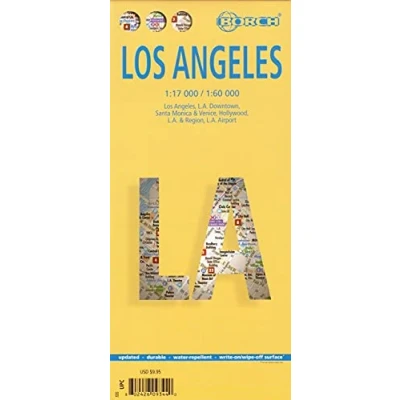 Imagen de Los Ángeles, plano callejero plastificado. Escala 1:17.000/1:60.000. Borch.: Einzelkarten: Angeles 1:60 000, L.A. Downtown 1:17 Santa Monica ... USA administrative &amp; time zones (Borch Map)