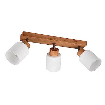 Imagen de Reality, Foco, Assam 3xE14, max.25,0 W Cristal, Blanco, Cuerpo: Madera natural, natural A:45,0cm, L:10,0cm, A:21,0cm Montaje en techo y pared,IP20,Sin bombilla