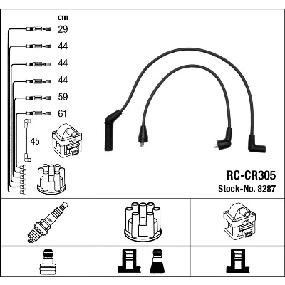 Imagen de NGK 8287 Juego de Cables Encendido 7 CHRYSLER: Voyager 2, 4, / Grand 3