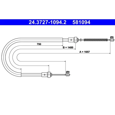 Imagen de ATE 24.3727 1094.2 Cable de Freno Mano 1657 RENAULT: Sandero / Stepway 2