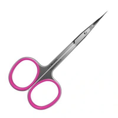 Imagen de STALEKS PRO Tijeras profesionales para cutículas, cuchillas con gancho y asas de silicona rosa, afilado manual, Smart SS 40/3