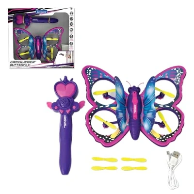 Imagen de Lexibook, Crosslander Butterfly, Mi Mariposa voladora teledirigida, Vuelo multidireccional hasta 12 km/h, Loopings, Control Remoto con 2 Modos de Control, Efectos sonoros y Luminosos, Rosa, RCBUT