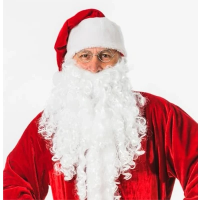 Imagen de TK Gruppe Timo Klingler 2 en 1 Barba de Papá Noel Blanca Peluca para disfrazarse Navidad