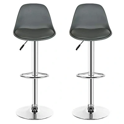 Imagen de LANTUS 2X Taburetes de Bar Regulable en Altura Altos Cocina Paquete 2 Taburete Oficina Giratorio Cuero Sintético+Plástico Sillas con Reposapiés &amp; Respaldo