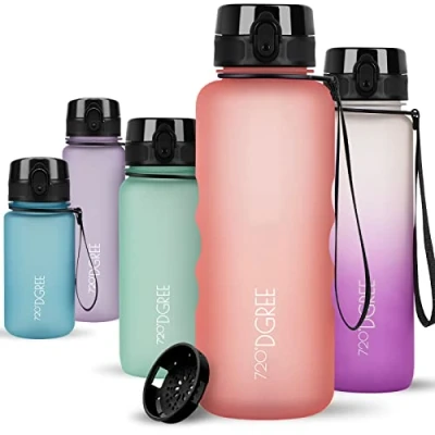 Imagen de 720DGREE Botella Agua 1,5 Litros “uberBottle“ Tamiz Fruta, softTouch Sin BPA, Prueba de Fuga, Reutilizable, Antigoteo XL Cantimplora, Water Bottle ideal para Fitness, Gimnasio, Deporte, Outdoor