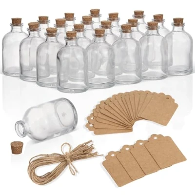 Imagen de THE TWIDDLERS 20 Mini Frascos de Vidrio con Tapones, Cuerdas, Etiquetas 50ml