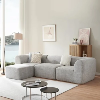 Imagen de Sofá modular rinconero hurvas de 3 plazas bouclé