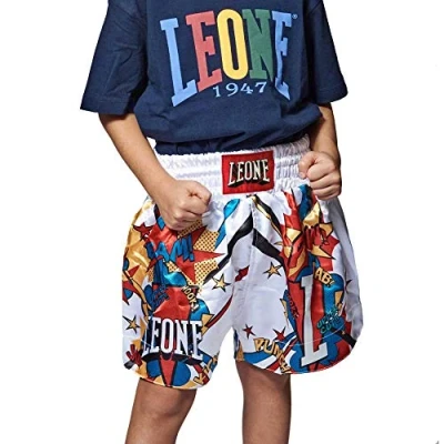 Imagen de LEONE 1947, Pantalones Cortos Thai Jr Hero, Unisex Niño/a, Blanco, S, ABJ02
